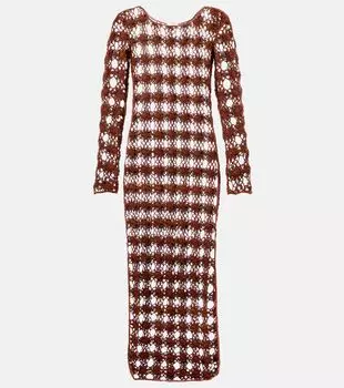 Вязаное хлопковое пляжное платье Anna Kosturova, коричневый