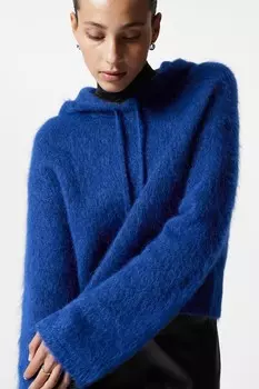 Вязаное худи из микса мохера & Other Stories, синий