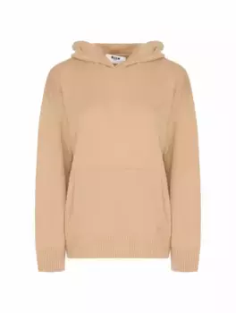 Вязаное худи с логотипом MSGM, бежевый