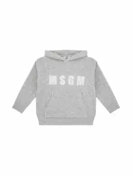 Вязаное худи с логотипом MSGM, серый