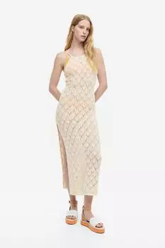 Вязаное крючком пляжное платье H&M, светло-бежевый