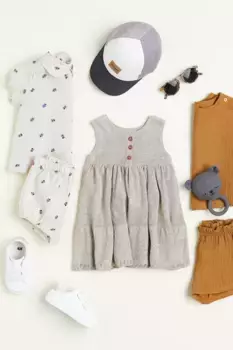 Вязаное льняное платье H&M, бежевый