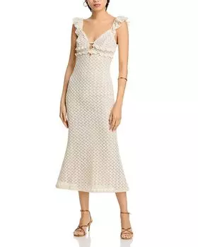 Вязаное миди-платье - эксклюзив AQUA, коричневый/бежевый