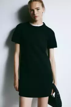 Вязаное мини-платье H&M, черный