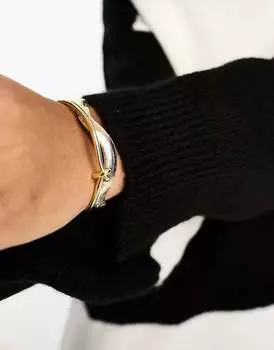 Вязаное мини-платье с круглым вырезом в полоску ASOS