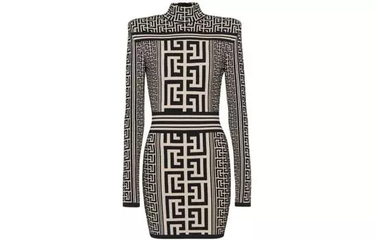 Вязаное мини-платье с монограммой BALMAIN, мультиколор