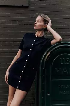 Вязаное мини-платье ZARA, темно-синий
