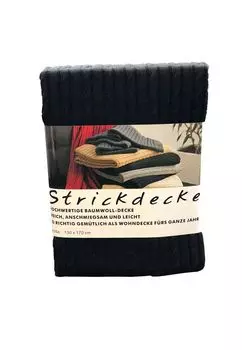 Вязаное одеяло Grace Grand Spa с классическим узором в виде кос, черный 130