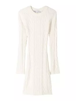 Вязаное платье Bershka, экрю