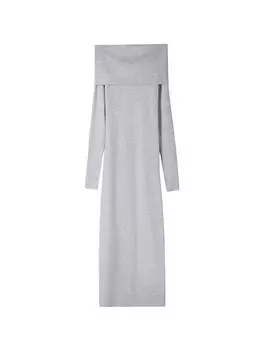 Вязаное платье Bershka Knitted dress, серый