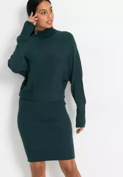 Вязаное платье bonprix, зеленый