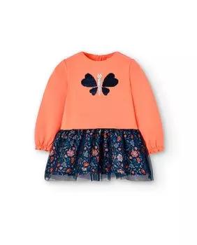 Вязаное платье для девочки с фатиновой юбкой Boboli, оранжевый