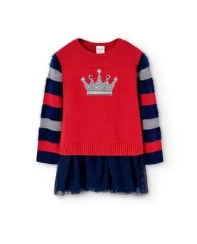 Вязаное платье для девочки с тюлевой юбкой Boboli, красный