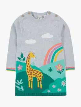 Вязаное платье для малышки киры Frugi, цвет Grey Marl/Multi
