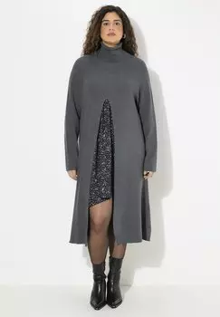 Вязаное платье EXTRA LONG SLEEVE TURTLENECK Ulla Popken, серый