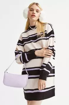 Вязаное платье H&amp;M, черный/полосатый