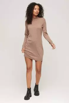 Вязаное платье из шерсти мериноса Superdry, коричневый