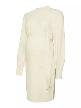 Вязаное платье MAMALICIOUS Knitted dress MLRaquel, светло-бежевый