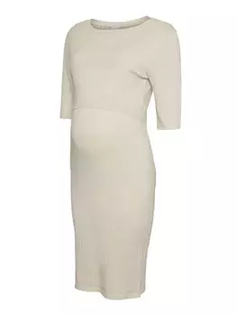 Вязаное платье MAMALICIOUS Newsiv June, бежевый