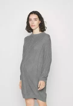 Вязаное платье MAMALICIOUS, серый меланж