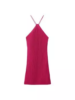 Вязаное платье Mango, фуксия