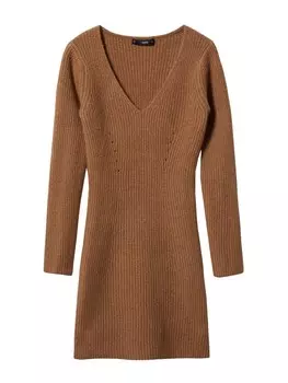 Вязаное платье MANGO KALEV, светло-коричневый