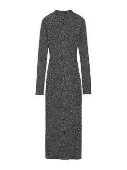 Вязаное платье MANGO Knitted dress Incheon, пятнистый черный