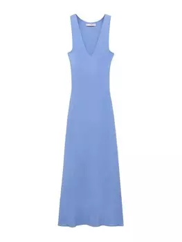 Вязаное платье MANGO Knitted dress Linda, светло-синий