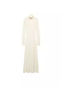 Вязаное платье MANGO Knitted dress Selena, кремовый