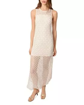 Вязаное платье макси крючком Maje, белый