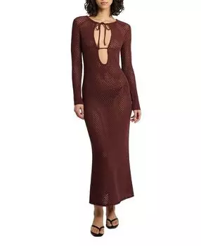 Вязаное платье макси с ажурными вырезами Onia, красный