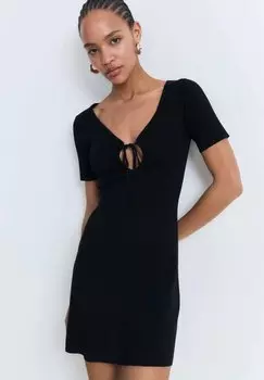 Вязаное платье MET STRIK BIJ DE HALSLIJN Mango, черный
