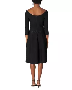 Вязаное платье миди с расклешенным воротником Carolina Herrera Bateau, черный