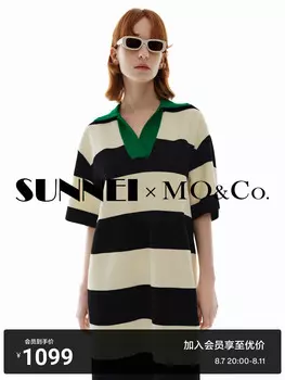 Вязаное платье Moco в контрастную полоску, красный