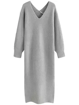Вязаное платье Next Knitted dress, светло-серый