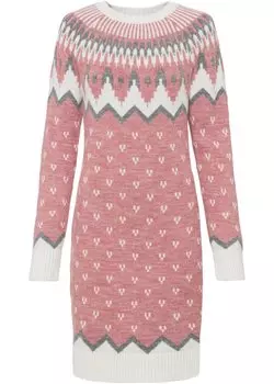 Вязаное платье норвежским узором Bodyflirt Boutique, розовый