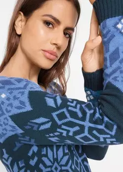 Вязаное платье норвежским узором John Baner Jeanswear, синий