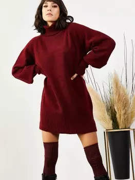 Вязаное платье olalook, бордовый