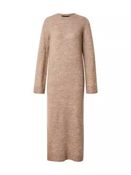 Вязаное платье PIECES Knitted dress, светло-коричневый