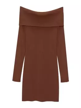Вязаное платье Pull&Bear, коричневый