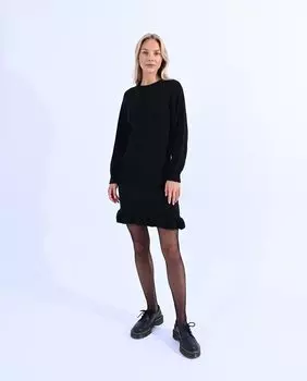 Вязаное платье с длинными рукавами и рюшами Molly Bracken, черный