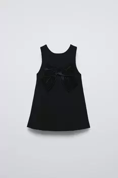 Вязаное платье с галстуком ZARA, черный
