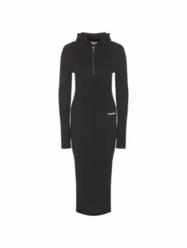 Вязаное платье с капюшоном Jil Sander, черный
