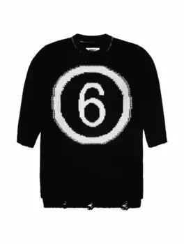Вязаное платье с логотипом MM6 MAISON MARGIELA, черный