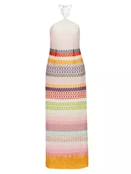 Вязаное платье с открытой спиной и бретельками крючком Missoni, мультиколор