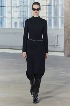 Вязаное платье с поясом ZARA, черный