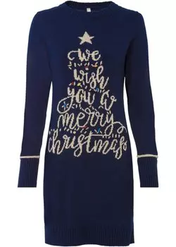 Вязаное платье с рождественским мотивом Bodyflirt Boutique, синий