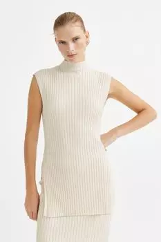 Вязаное платье с водолазкой H&amp;M, сливочный