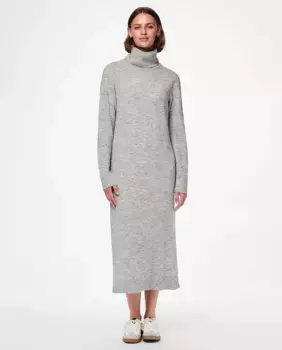 Вязаное платье с воротником-водолазкой Pieces, серый