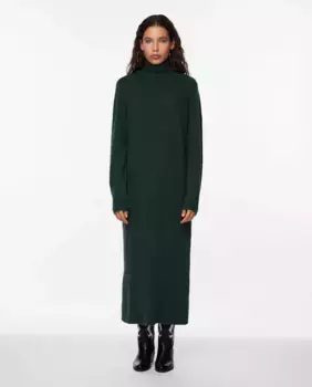 Вязаное платье с воротником-водолазкой Pieces, темно-зеленый